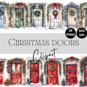 Christmas Doors Clipart Bundle - Christmas Doors PNG Clipart Bundle - High Resolution Christmas Clipart Bundle Festive Door Clipart  clp001