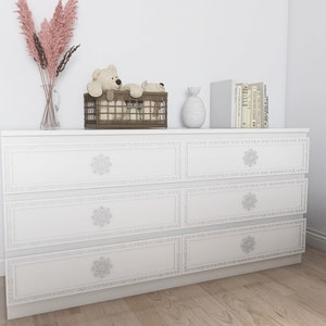 Wooden Overlay ready to apply - set of 6, kit for Malm 6 drawers 160x78cm IKEA furniture overlay, 187 COLORS!. PATTERN 5