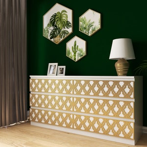 Wooden Overlay ready to apply - set of 6, kit for Malm 6 drawers 160x78cm IKEA furniture overlay, 187 COLORS!. PATTERN 3