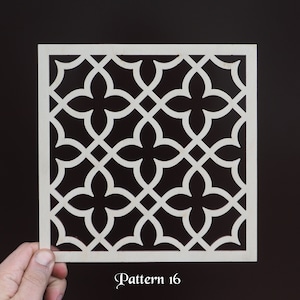 MUSTER 16. Quadratische Holzauflage in einer von 187 FARBEN, bereit zum Auftragen, Größe 20cm(7.84in) bis 80cm(31.50in).