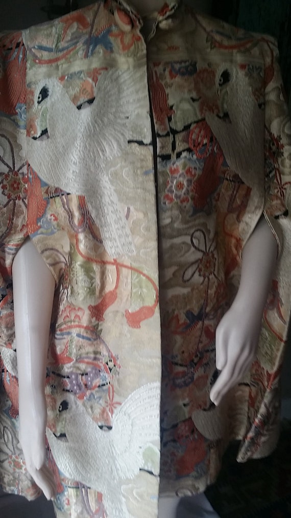 1940s Silk Oriental Brocade Cape Coat