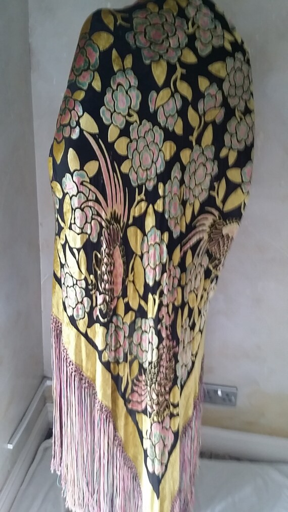 Deco Devore Silk Velvet Piano Shawl