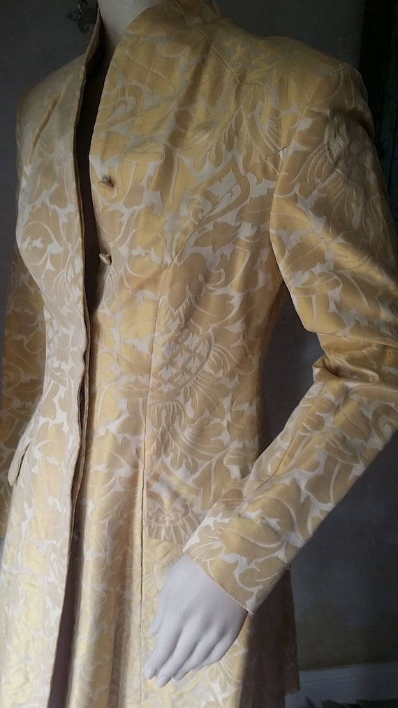 Fabulous Scott Crolla 80s Silk Damask frock coat