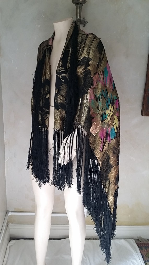 Art Deco 1920s Lame Shawl , Cape