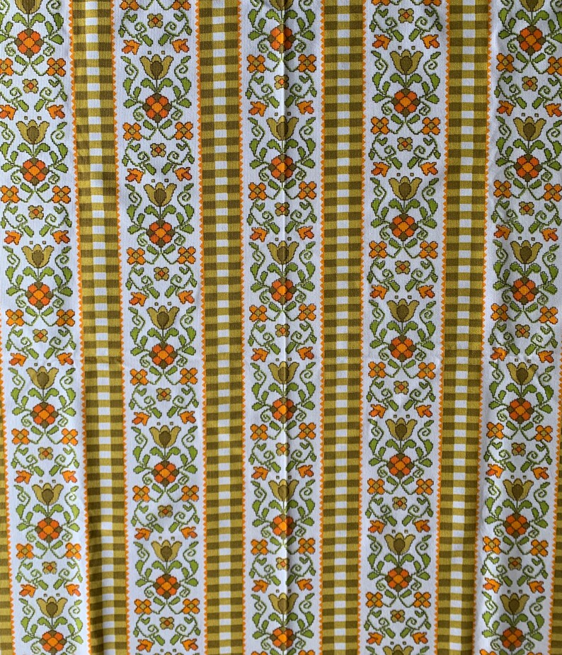 1970s Original Curtain Fabric Orange Green /& Mustard