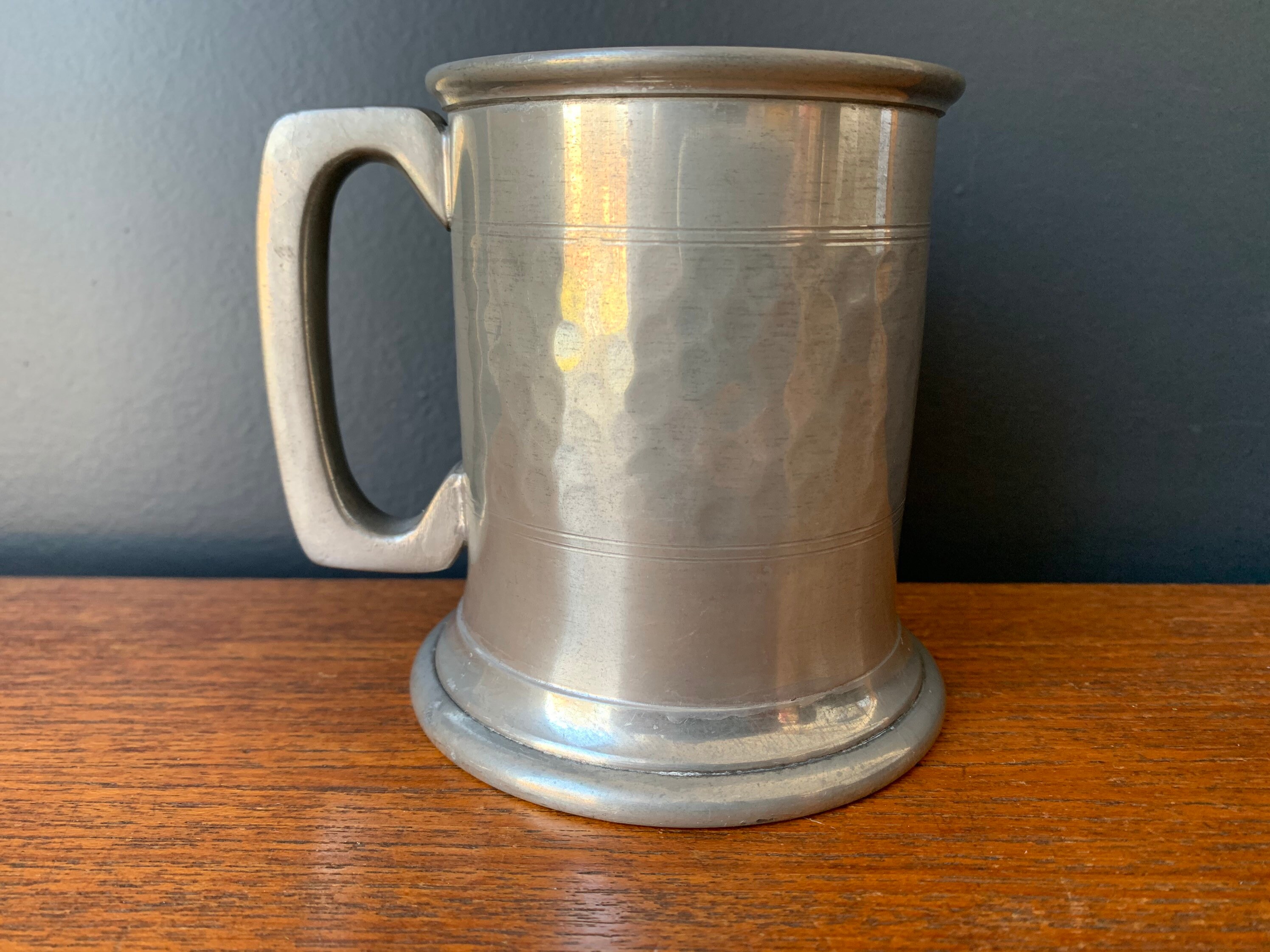 Early 20th Century Hammered Pewter Glass Bottomed Tankard Etsy
