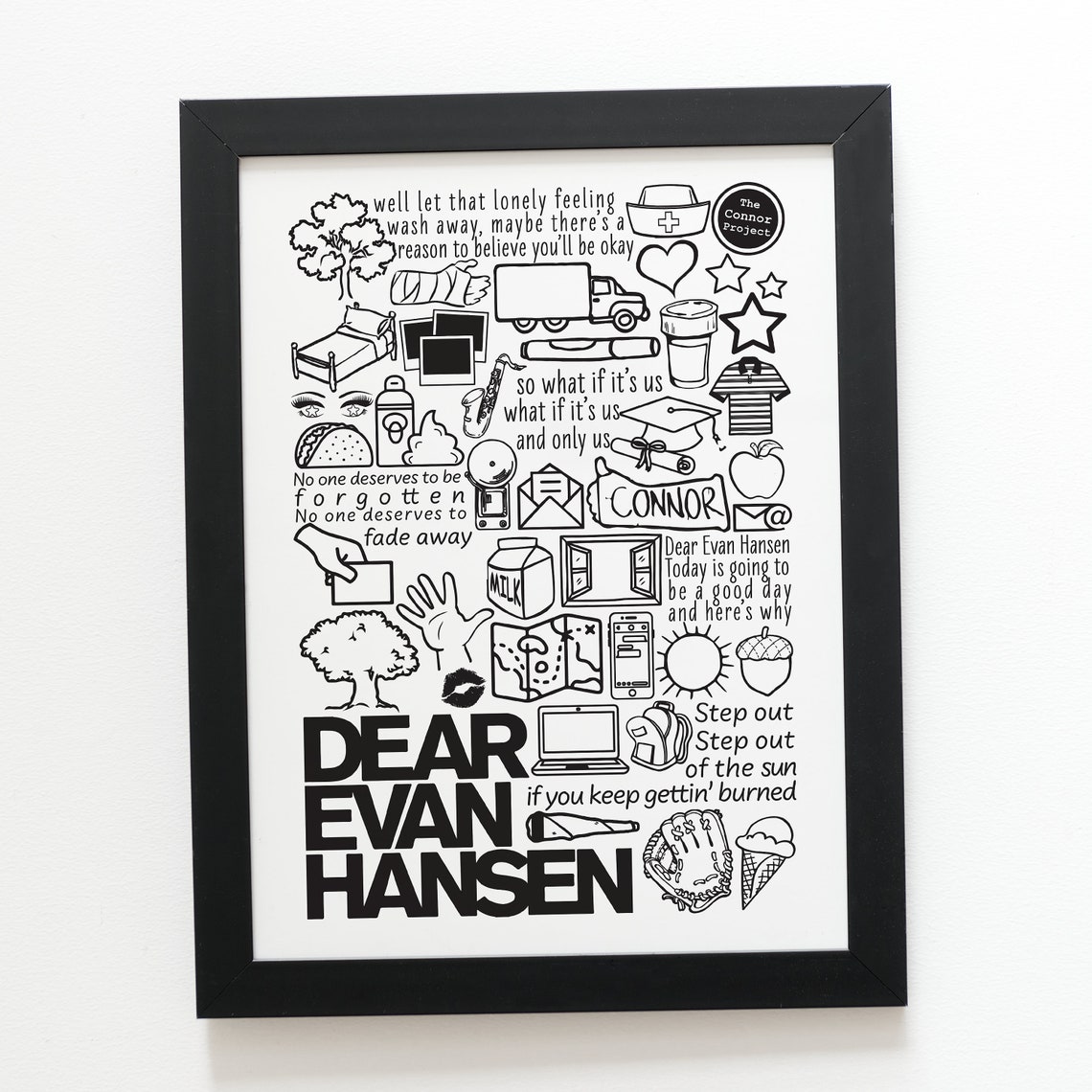 Estimado cartel musical de Evan Hansen Matte Print Blanco Estimado cartel musical de Evan Hansen Matte Print Blanco