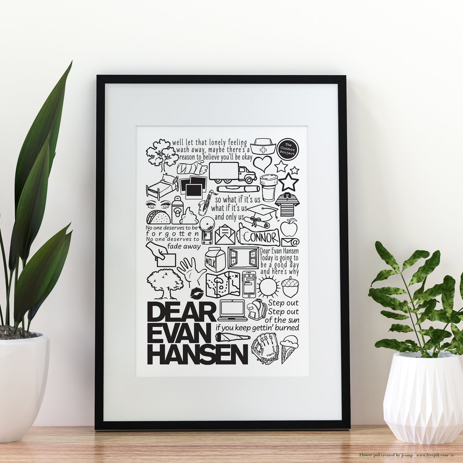 Estimado cartel musical de Evan Hansen Matte Print Blanco Estimado cartel musical de Evan Hansen Matte Print Blanco
