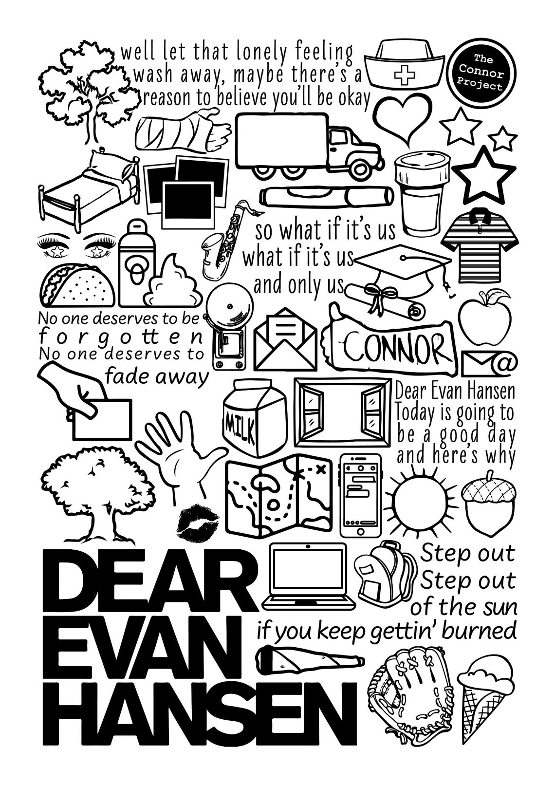 Estimado cartel musical de Evan Hansen Matte Print Blanco Estimado cartel musical de Evan Hansen Matte Print Blanco