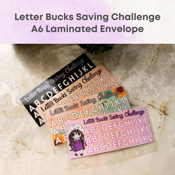 Letter Bucks Saving Challenge A6 Laminated Cash Envelopes | Cash Envelope System | Budgeting and Saving