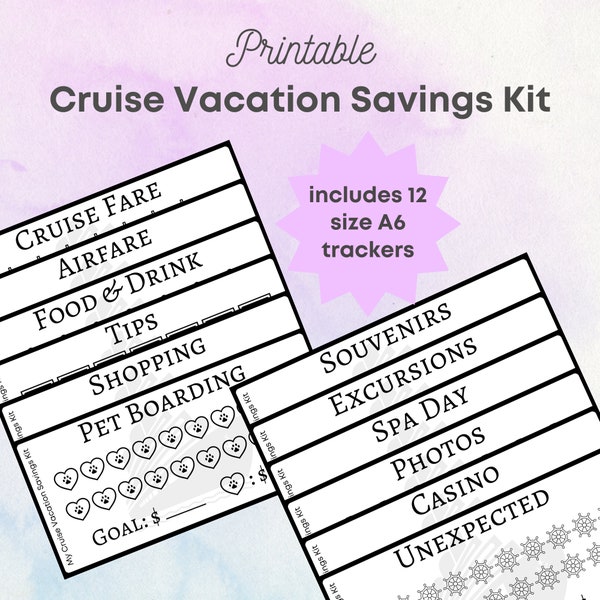 Cruise Vacation Savings Kit | A6 Printable Savings Challenge | Cash Envelope System | Budgeting and Finance | Planners and Trackers