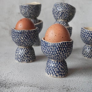 Set of 4 Pastel egg cup, handmade ceramic egg holder, Easter decoration