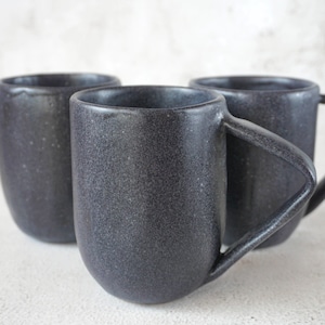 Handmade Stoneware Mug Black Large Cappuccino Cup image 1