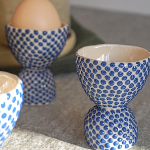 French handmade ceramic egg cup holder