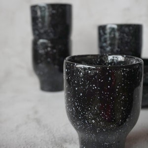 Small ceramic coffee mug, pottery tea cup Black