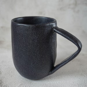 Handmade Stoneware Mug Black Large Cappuccino Cup image 3