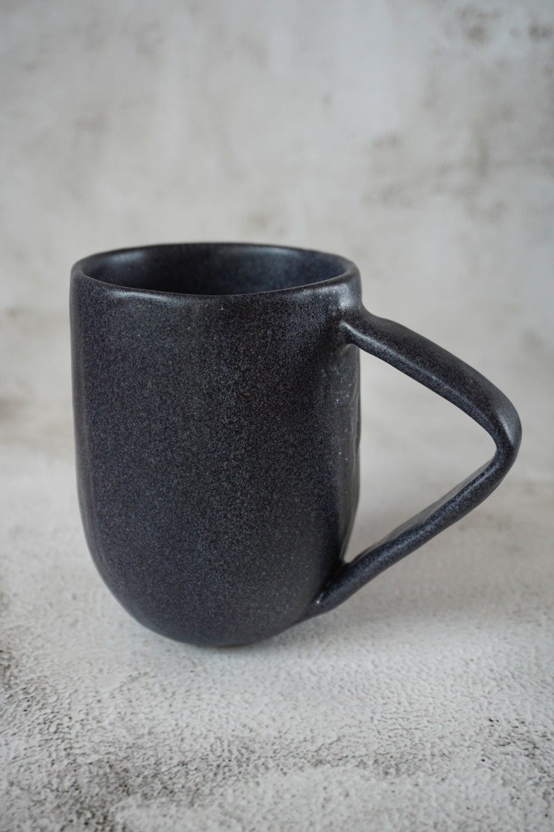 Handmade Stoneware Mug Black Large Cappuccino Cup image 3