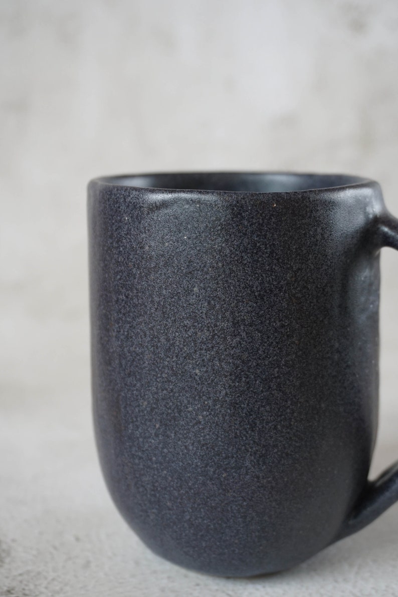 Handmade Stoneware Mug Black Large Cappuccino Cup image 4
