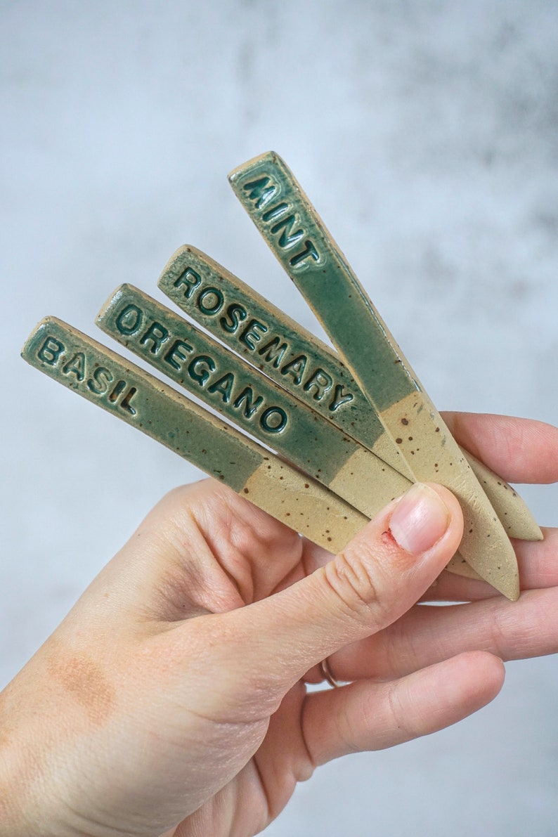 Ceramic Herb Garden Markers Set of 4 Herb Tag Etsy