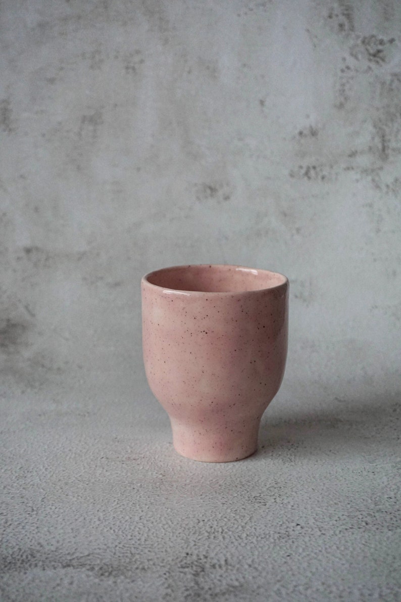 Small ceramic coffee mug, pottery tea cup Pink