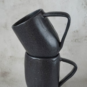 Handmade Stoneware Mug Black Large Cappuccino Cup image 10