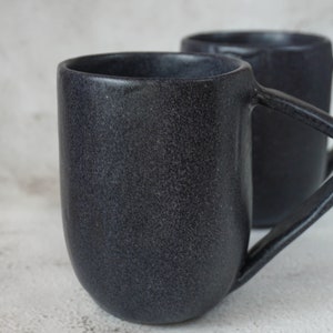 Handmade Stoneware Mug Black Large Cappuccino Cup image 6