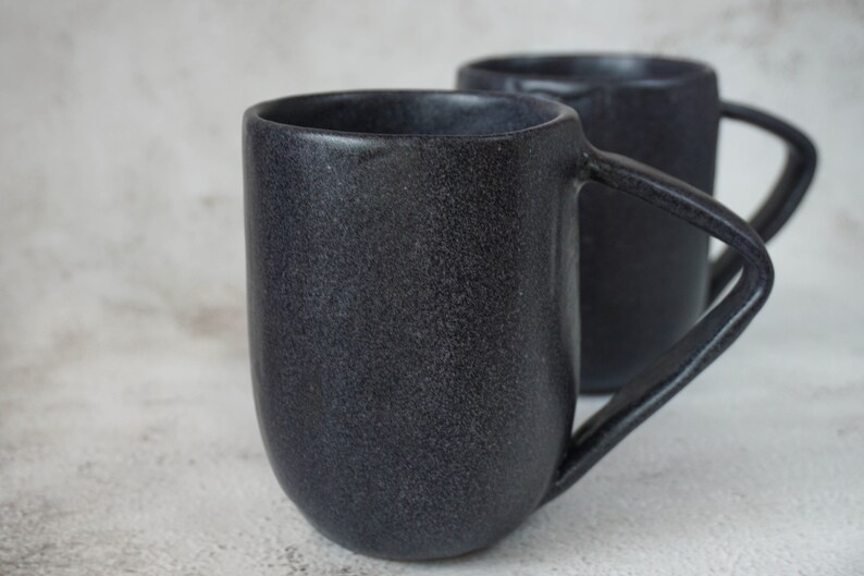 Handmade Stoneware Mug Black Large Cappuccino Cup image 6