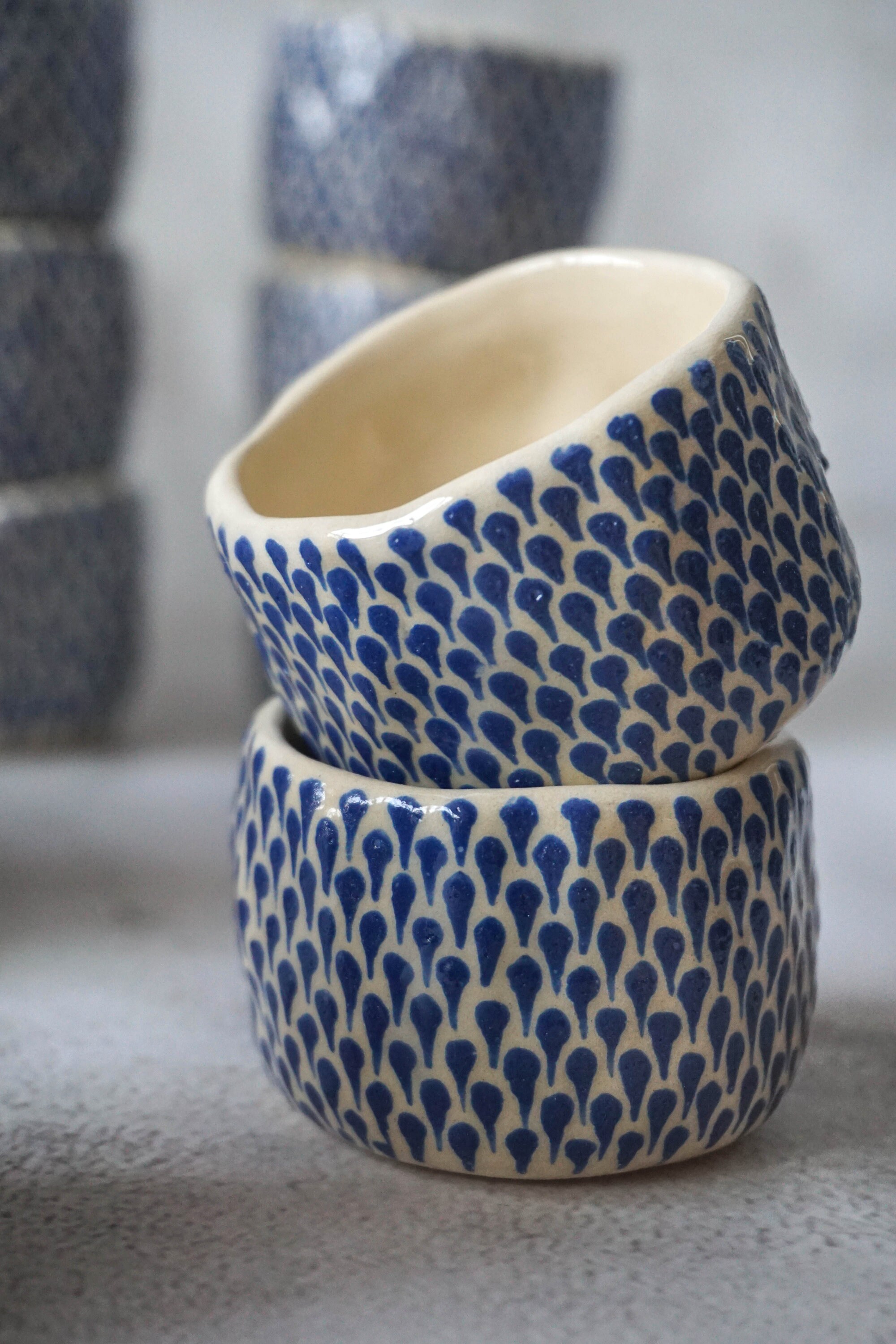 Blue Hand-Painted Ceramic Egg Holder by Azul Patagonia