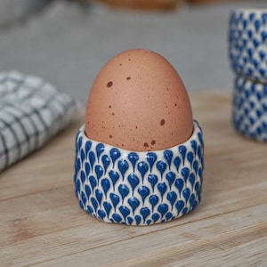French Egg Cup: Blue Engobe Ceramic