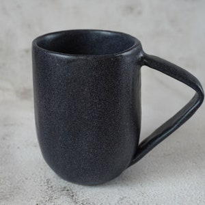 Handmade Stoneware Mug Black Large Cappuccino Cup image 5