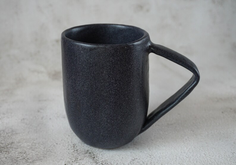 Handmade Stoneware Mug Black Large Cappuccino Cup image 5