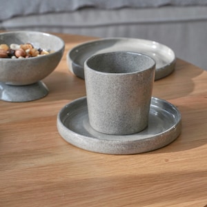Ceramic mug without handle, one piece, Stoneware Coffee Mug