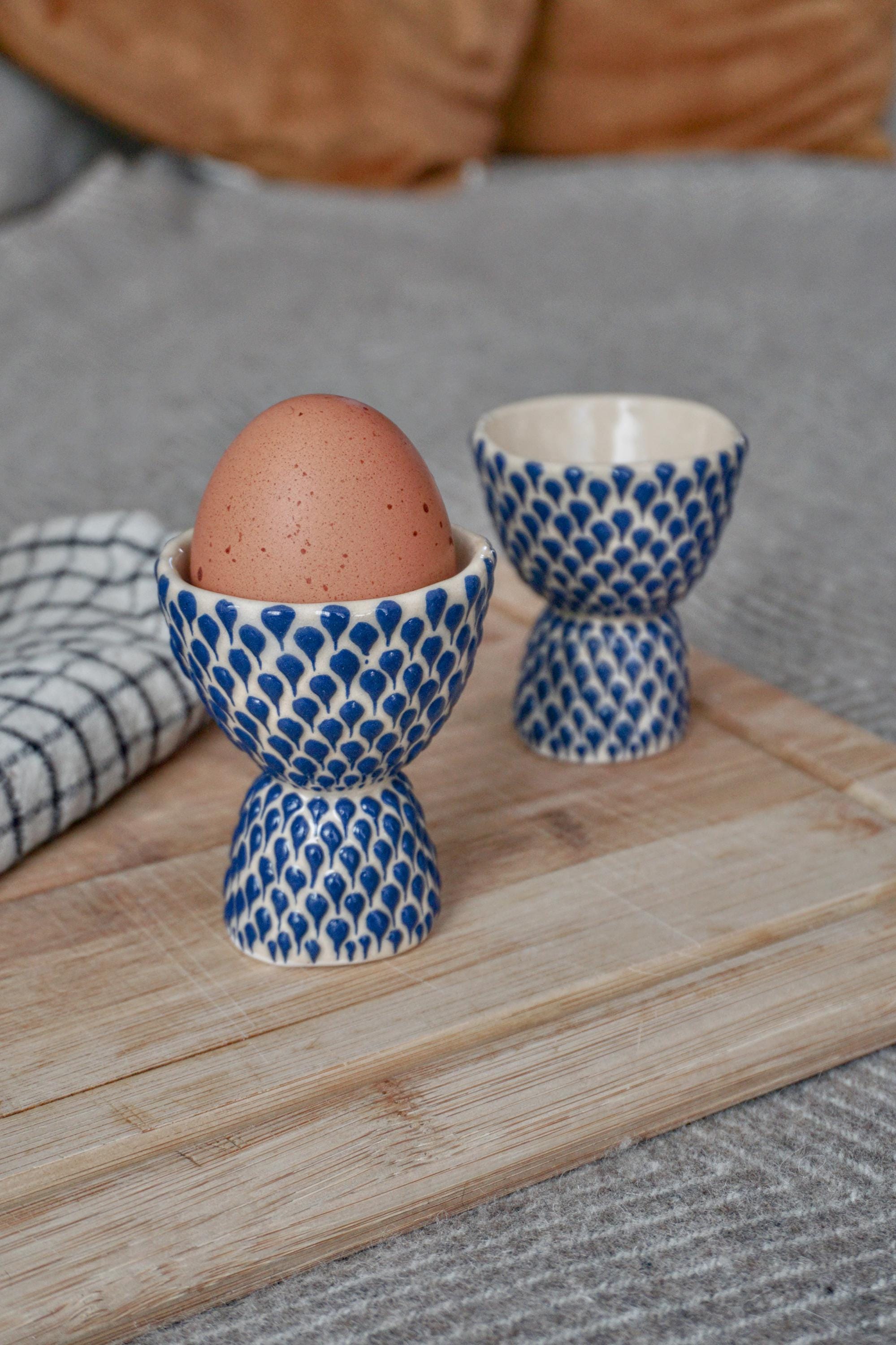 SET OF 2 Pastel egg cup, handmade ceramic egg holder