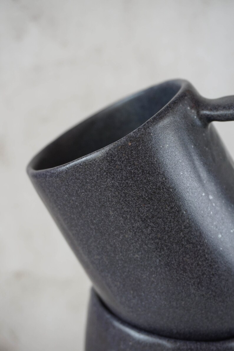 Handmade Stoneware Mug Black Large Cappuccino Cup image 9