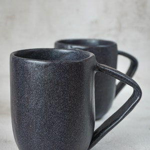 Handmade Stoneware Mug Black Large Cappuccino Cup image 7