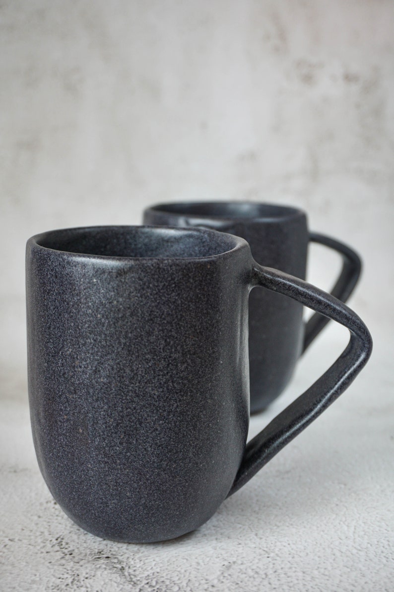 Handmade Stoneware Mug Black Large Cappuccino Cup image 7