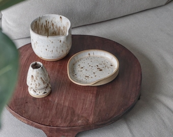 Speckled Stoneware Spoon Rest, Handmade Pottery Kitchen Decor