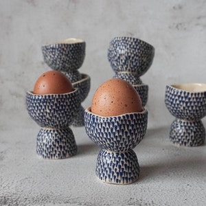 Set of 4 Pastel egg cup, handmade ceramic French egg holder