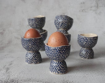 Set of 4 Pastel egg cup, handmade ceramic French egg holder