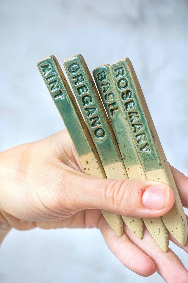 Ceramic Herb Garden Markers Set of 4 Herb Tag Etsy