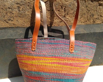 Sac shopping tissé africain.