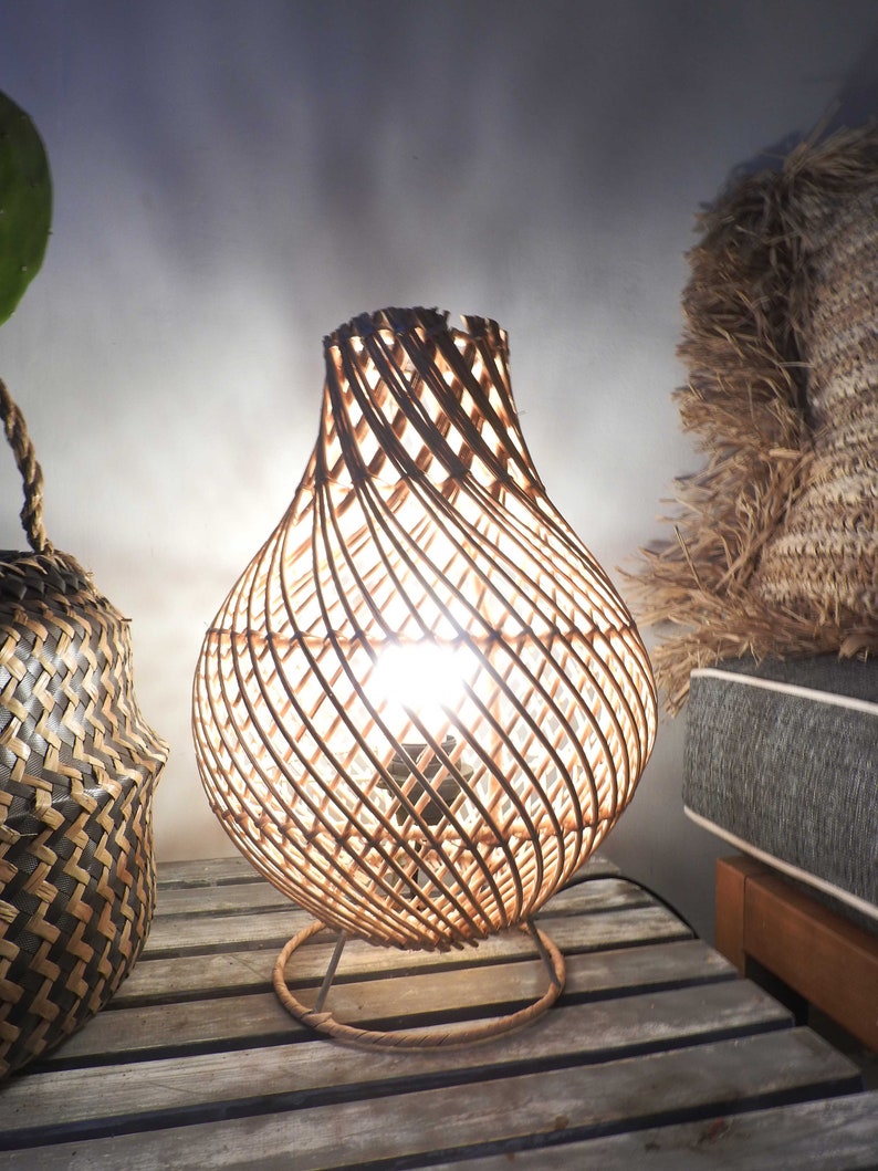 NATUNA RATTAN LAMPSHADE wicker bedside Lampshade table Etsy