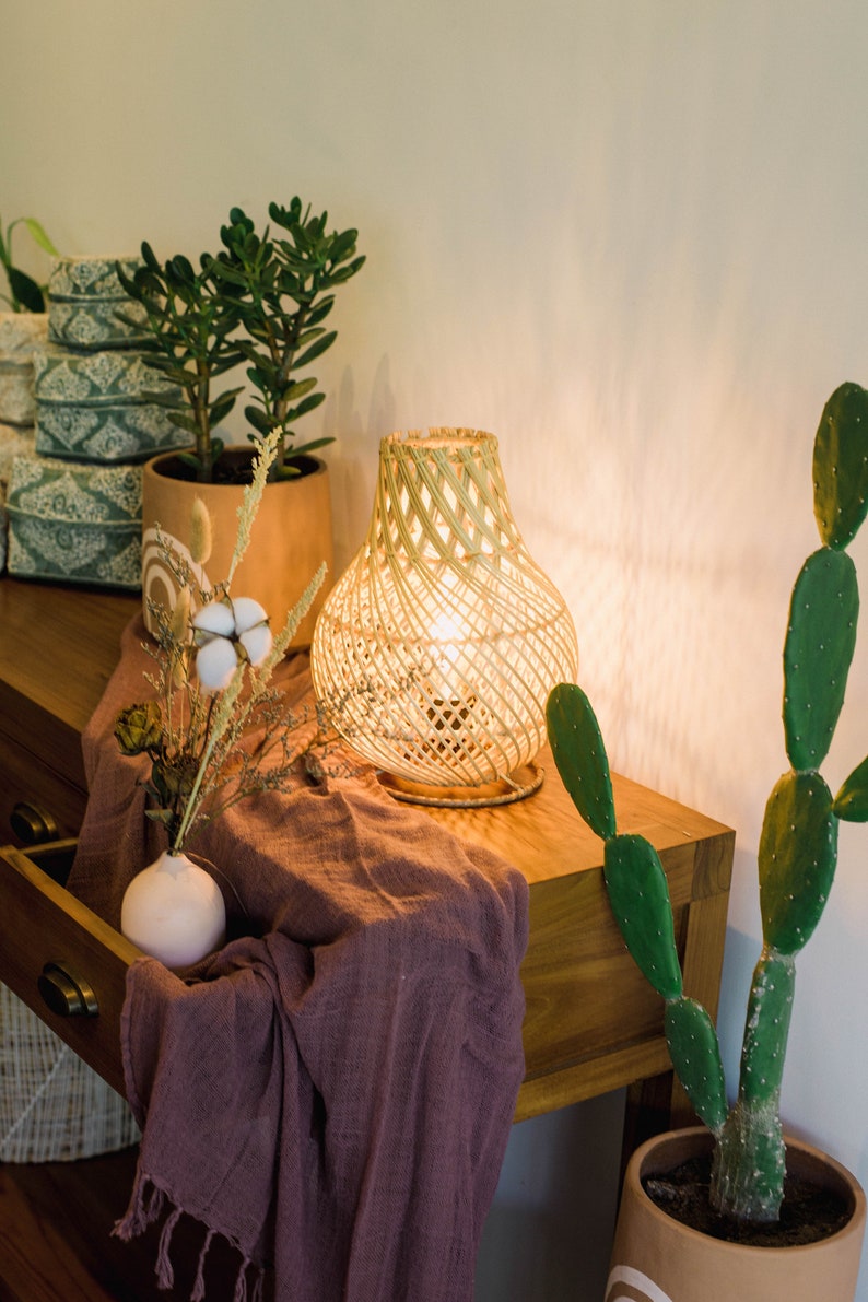 NATUNA RATTAN LAMPSHADE wicker bedside Lampshade table Etsy