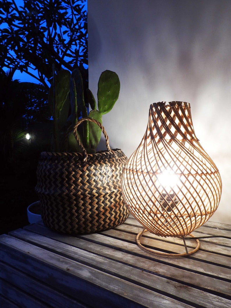 NATUNA RATTAN LAMPSHADE wicker bedside Lampshade table Etsy
