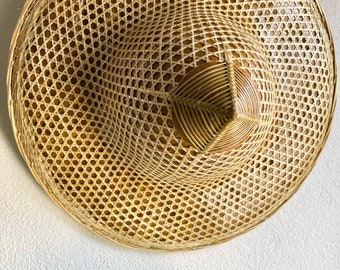 Brown straw hat made from bamboo and palm leaves It is a beautiful. For decoration or give some shade.