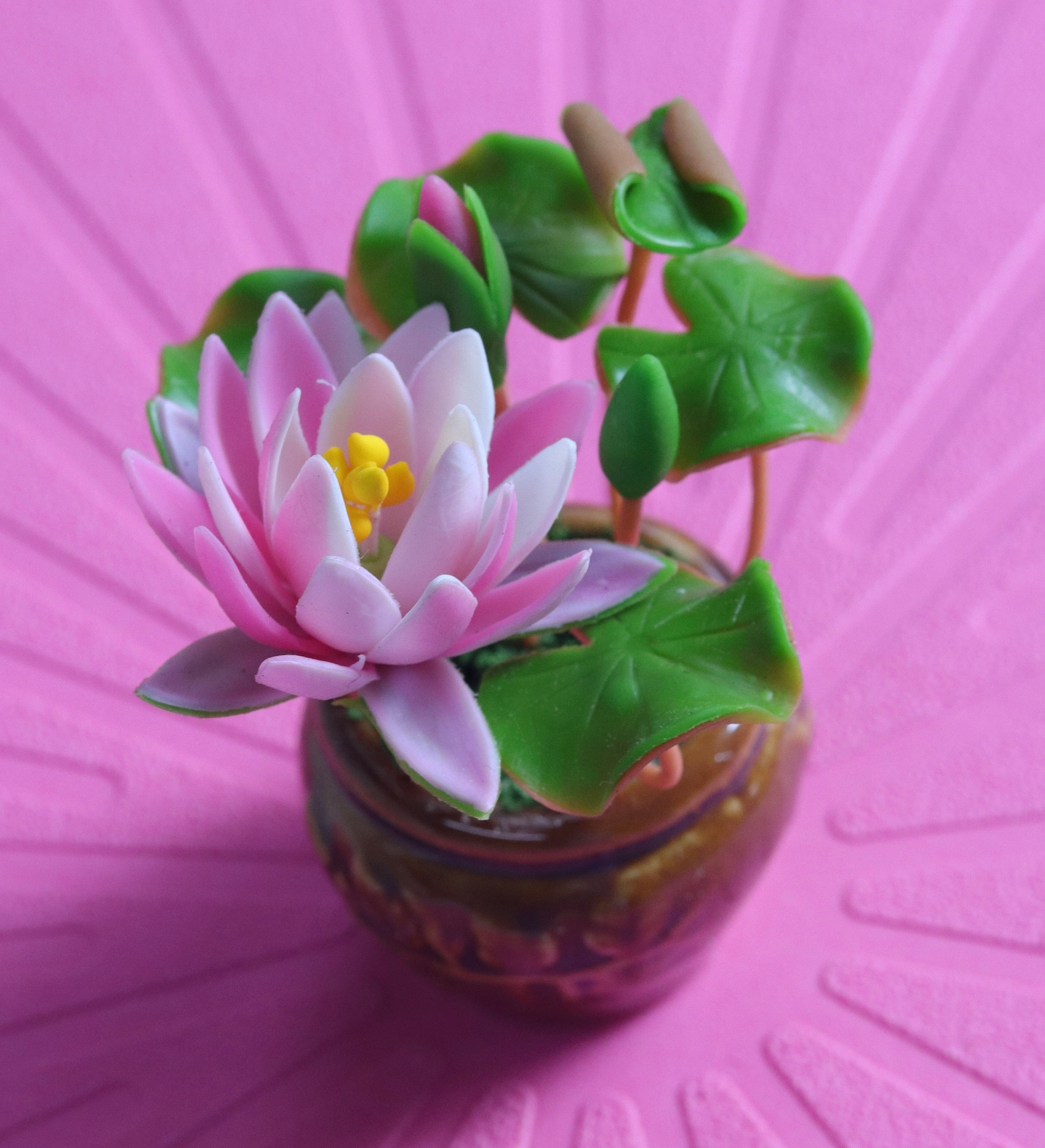 Japanese Clay Lotus Flower Sculpture Home Decoration Gift Etsy