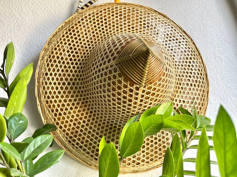 Brown Straw Hat Made From Bamboo and Palm Leaves It is a Beautiful. for ...