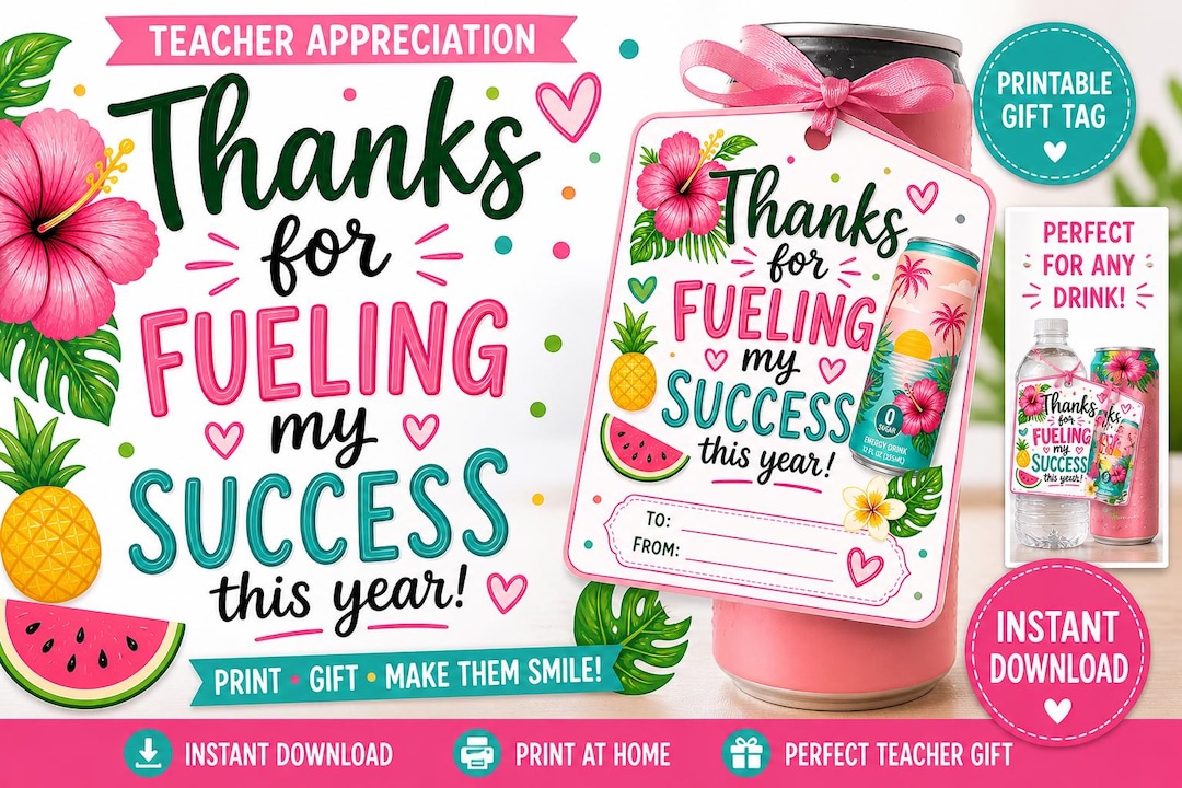 End of Year Teacher Appreciation Gift Tag – Alani Energy Drink (digital ...