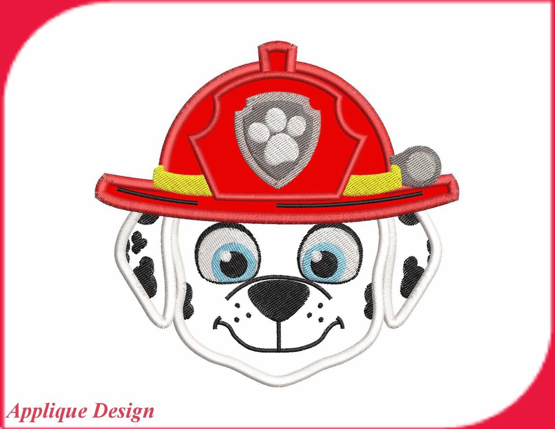 Face Marshall Paw Patrol Applique Embroidery Design Instant | Etsy