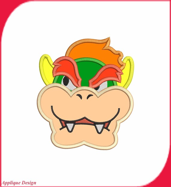 Bowser Kopf Super Mario Applikation Stickerei Design Instant Etsy
